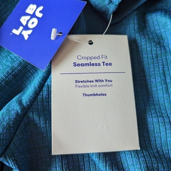 NWT Joy Lab Blue/Teal Long Sleeve Seamless Twist Front Top XL - Picture 4 of 5